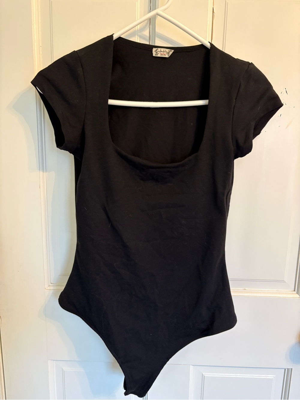 Scoop Neck Short Sleeve Black Bodysuit - Free People
